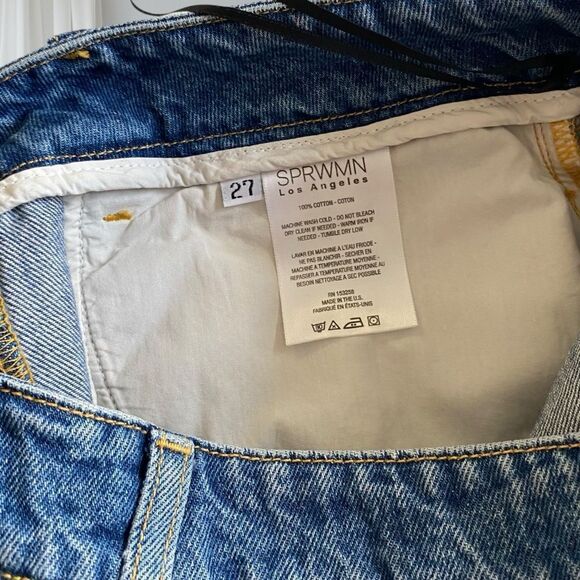 SPRWMN Jeans REVOLVE NWT Charlotte Crop Flare High Waist Selvedge Blue Size 27 - Picture 14 of 16